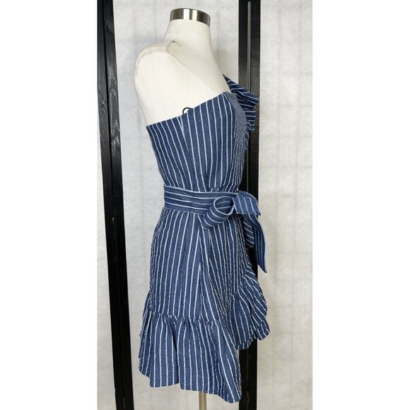 Alexis Blue Striped Konner Dress. Size: 6 Linen Blend - Picture 4 of 9